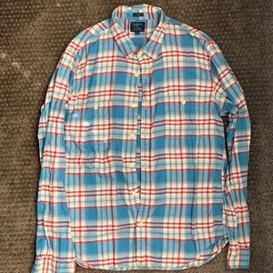 Blue and Red Plaid, J Crew, XL, Flannel
